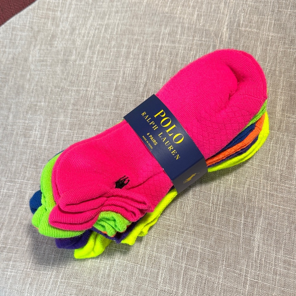 Polo by Ralph Lauren Women's Bright Low Cut Socks with Heel Tabs 6 Pack 9-11